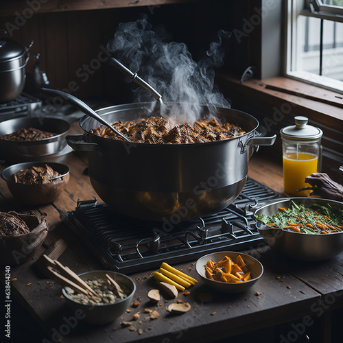 cooking Asian dishes in the kitchen