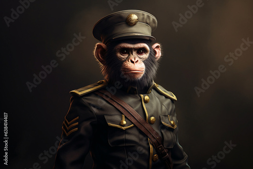 monkey wearing army uniform