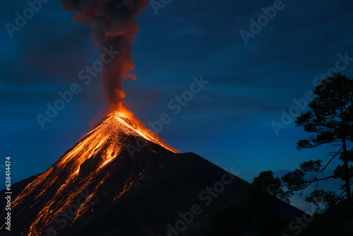 Photography Volcan de Fuego volcano from Acatenango volcano