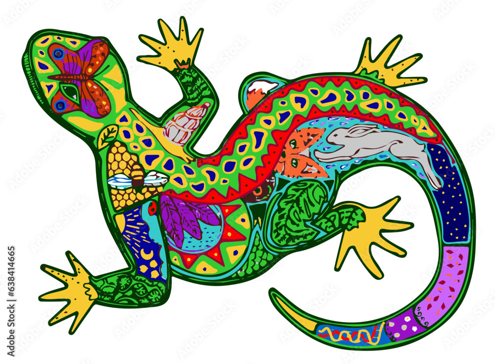 Obraz premium Colorful green lizard for kid-friendly decor 