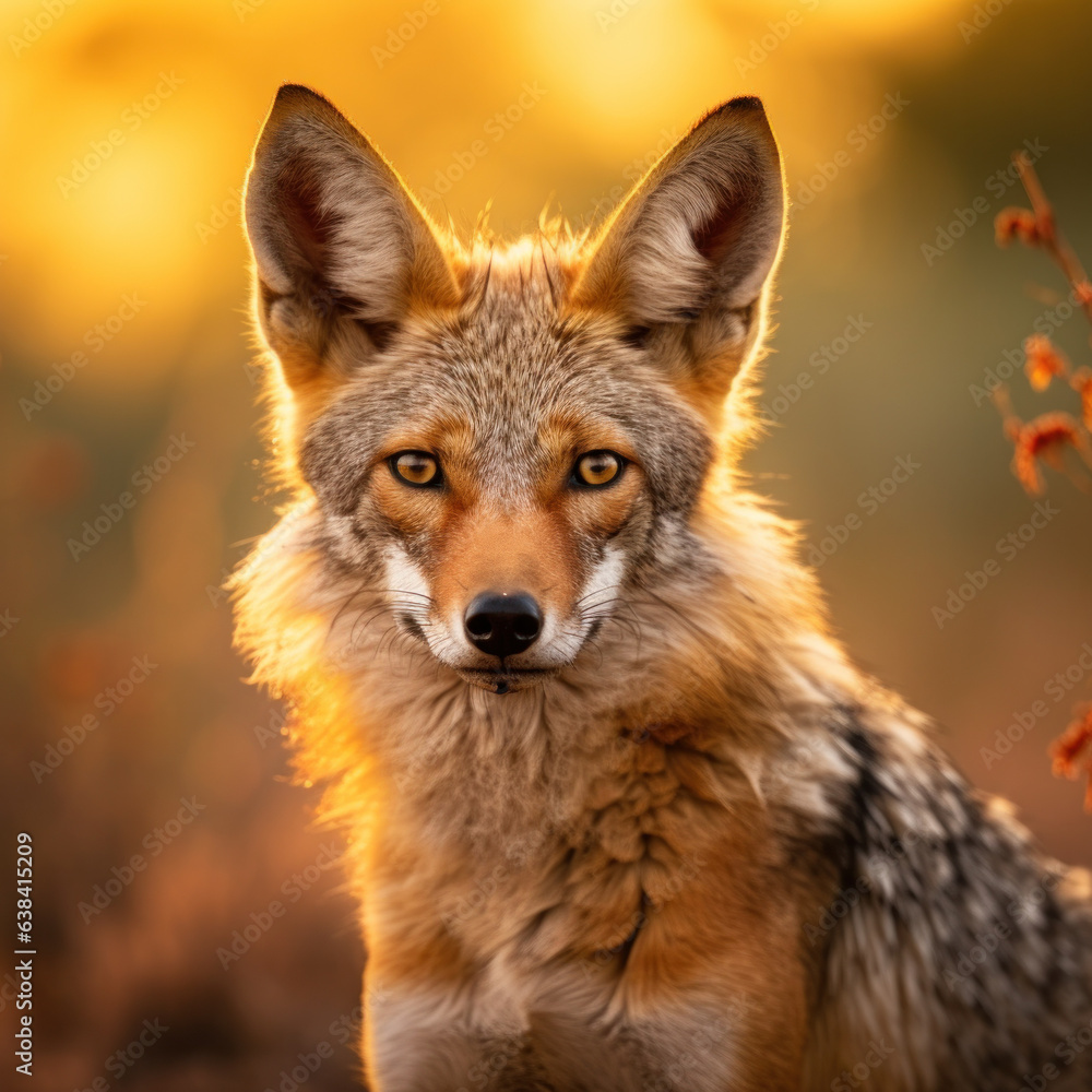 Obraz premium Jackal in its Natural Habitat, Wildlife Photography, Generative AI