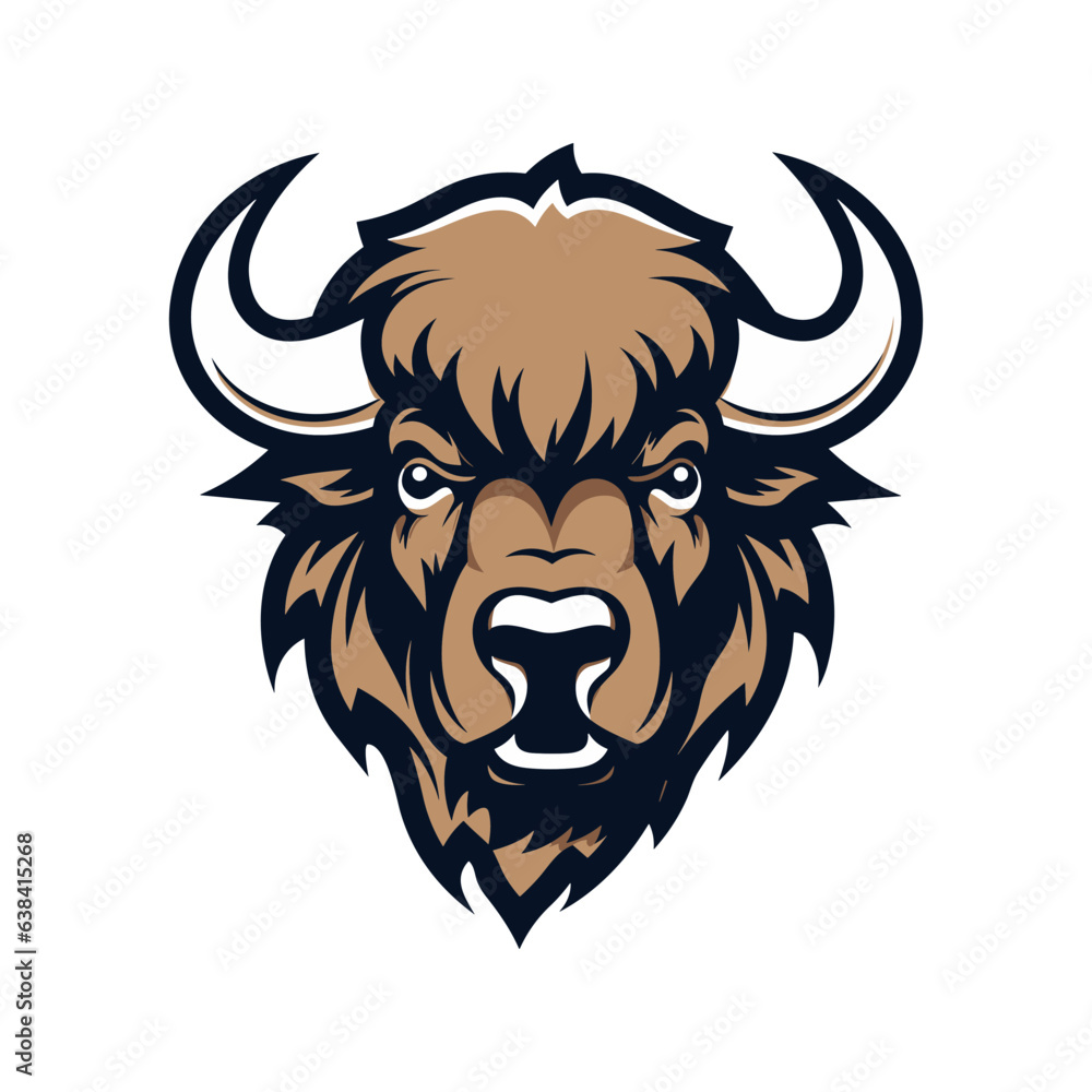 Fototapeta premium Buffalo head mascot isolated on white background