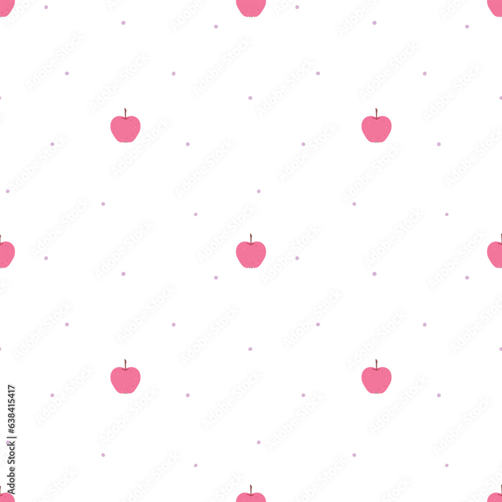 Scandi theme seamless vector pattern. Cute hand drawn fruity illustration with apples. Simple abstract texture. Fun background for packaging, apparel, gift, wrapping paper, textile, fabric, wallpaper.