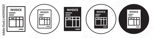 E- Invoice Icon. Symbol of online bill payment receipt form to fill. Vector set of financial purchase accounting sheet. Flat outline of order sale due 