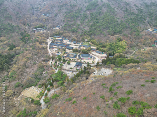 Aerial view of beomeosa buddhist temple, Busan , South Korea, Asia photo