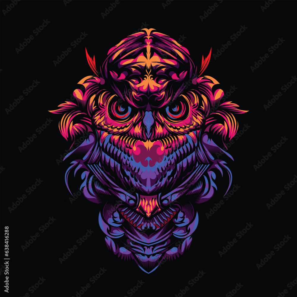 owl head tribal illustration design owl head tribal illustration design