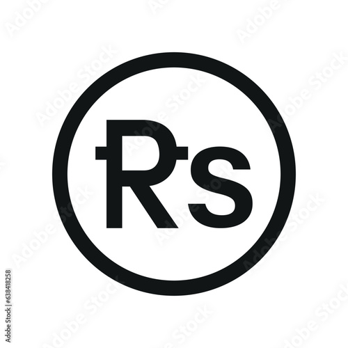 Pakistani Rupee coin symbol. black and white Flat currency icon. currency of The Pakistan. Vector illustration.