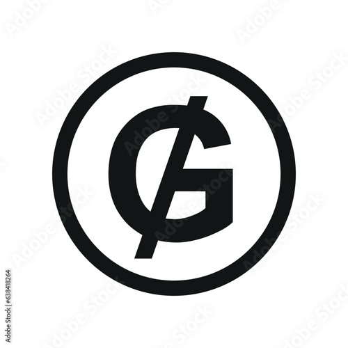 Paraguayan Guarani coin symbol. black and white Flat currency icon. currency of The Paraguay. Vector illustration.