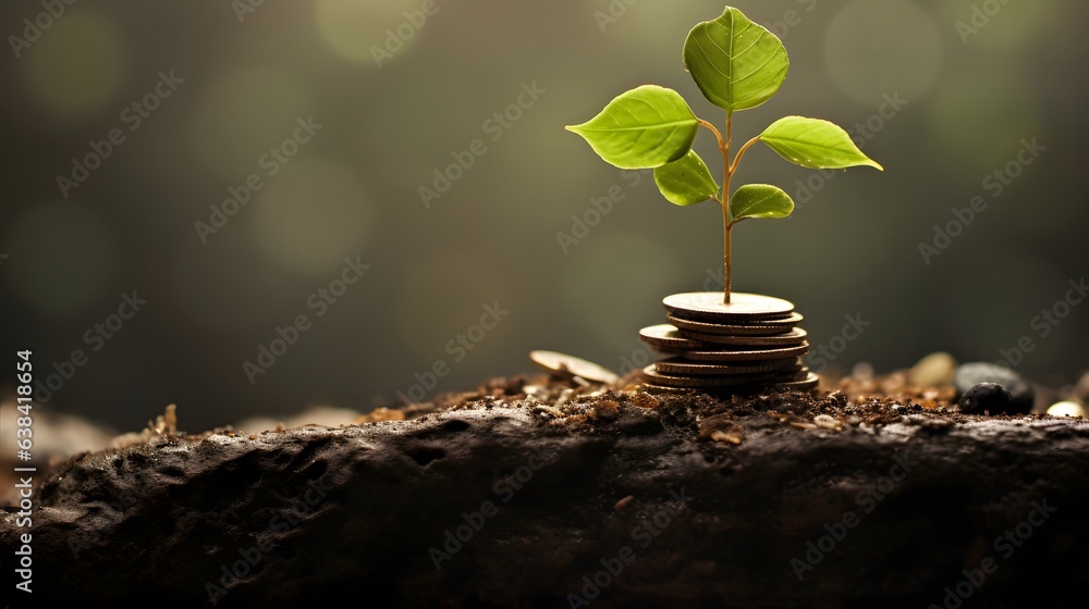 Tree growing from the coins. finance and money management concept for SME.