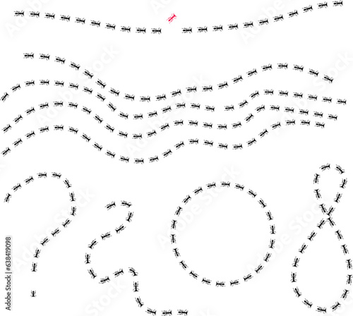 Ant trail illustration. Insect path to the home.