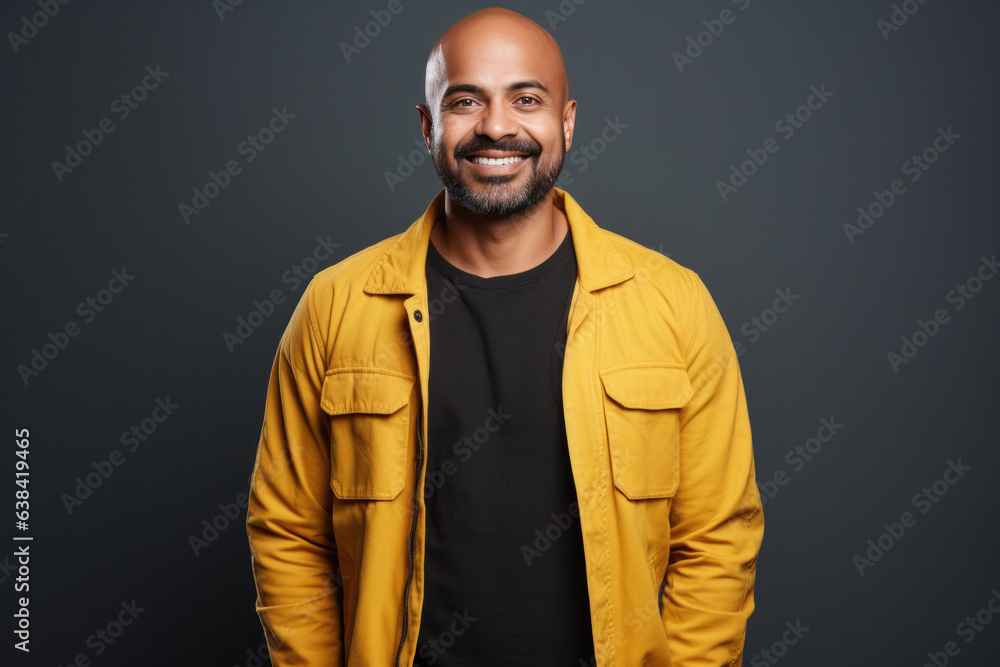 Obraz premium indian bald man standing isolated against plain background