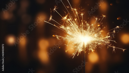 A sparkler on a ryzwashed background during a diwali in India photo