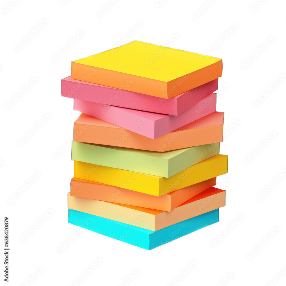 Sticky Notes Pack isolated on transparent background. Generative AI Sticky Notes Pack isolated on transparent background. Generative AI