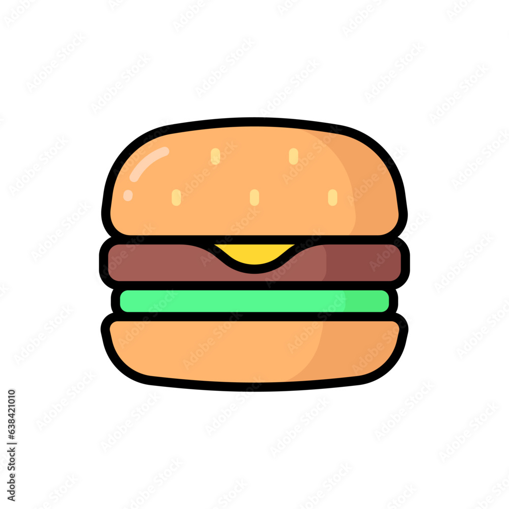 Simple Burger lineal color icon. The icon can be used for websites, print templates, presentation templates, illustrations, etc Simple Burger lineal color icon. The icon can be used for websites, print templates, presentation templates, illustrations, etc