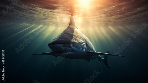 Shark fin in the ocean
