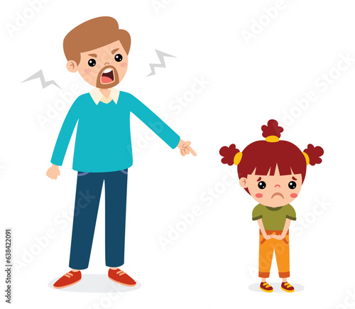Cartoon Illustration Of Parent Scolding Kid