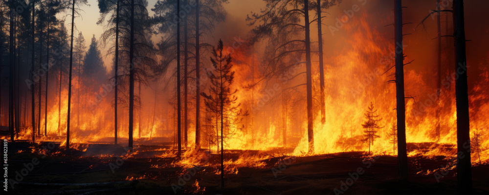 Huge flames of fire in big forest. Huge flames of fire in big forest.
