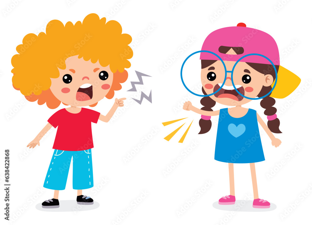 Cartoon Illustration Of Kids Quarrel Cartoon Illustration Of Kids Quarrel