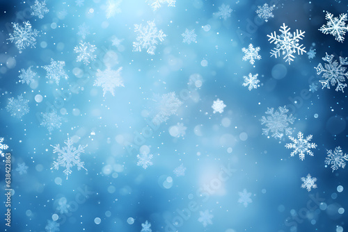 Abstract Christmas blue background with snowflakes. Concept New Year pattern background. © Emir