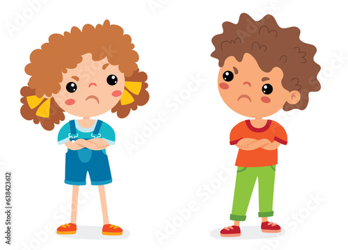 Cartoon Illustration Of Kids Quarrel