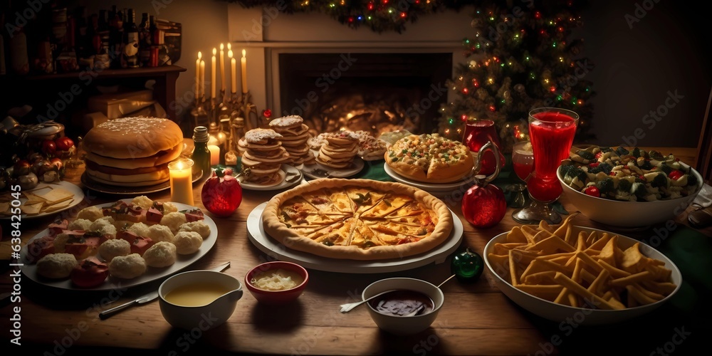 Christmas table full of delicious food to enjoy with family
