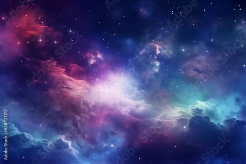Colorful space galaxy cloud nebula. Starry night cosmic