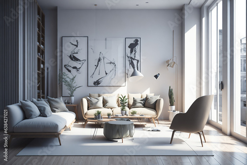 Modern interior japandi style livingroom design