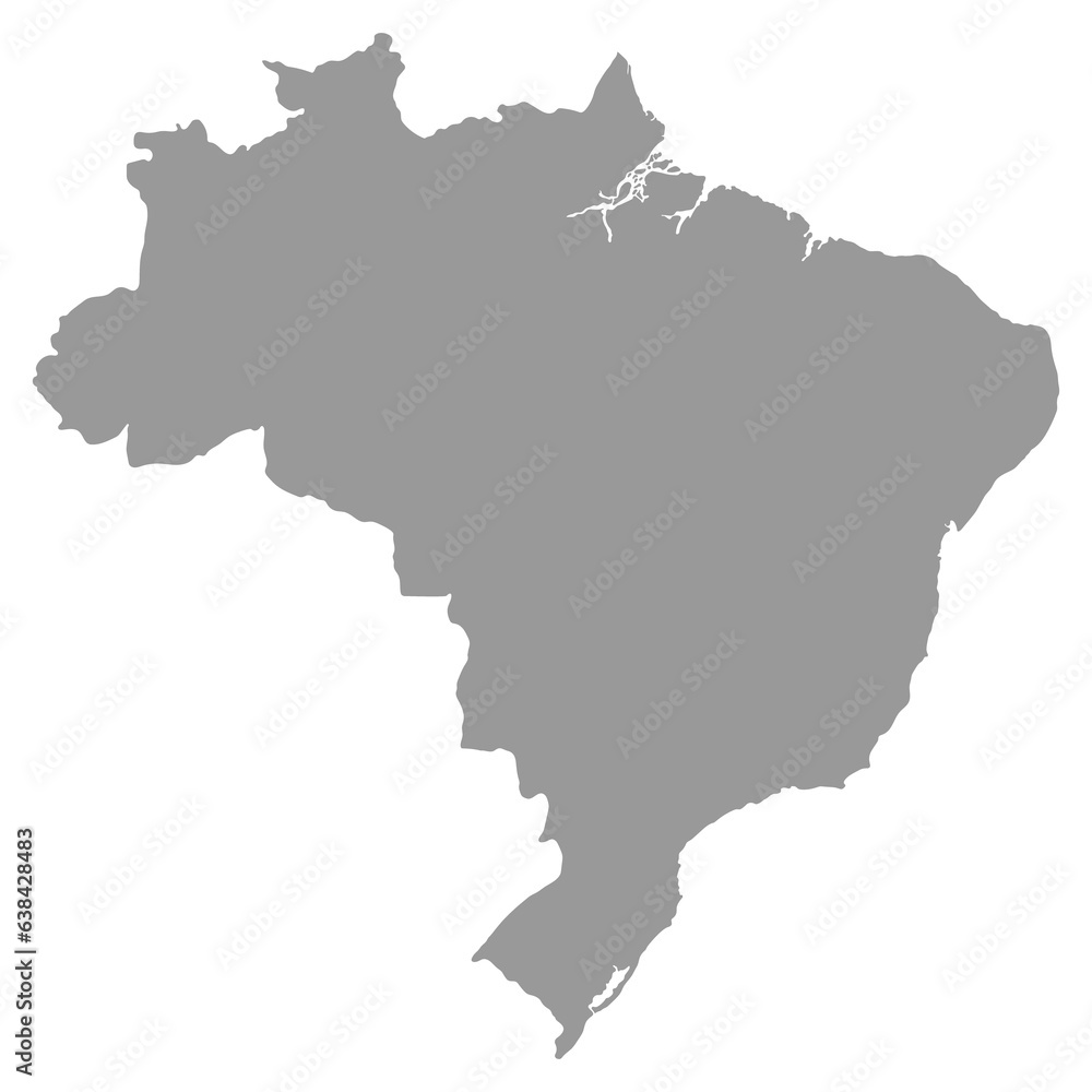 Brazil map with administrative regions. Latin map. Brazilian map. Grey color 
