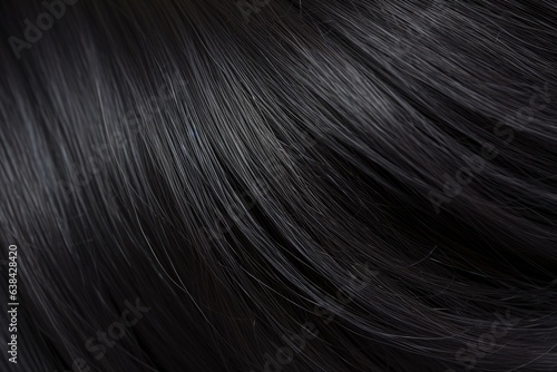 Black well-groomed hair close-up. Hair texture. AI generation. © Владимир Солдатов
