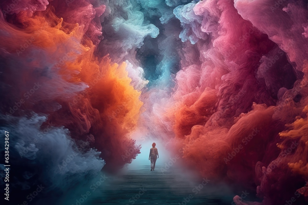 Fototapeta premium A princess's journey in the world of colored dreams