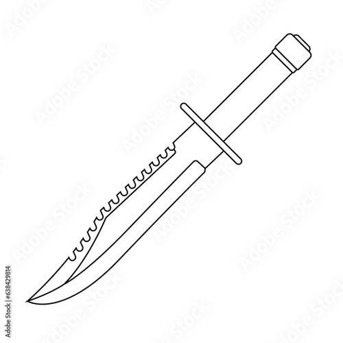 Survival Knife Outline Icon Illustration on White Background