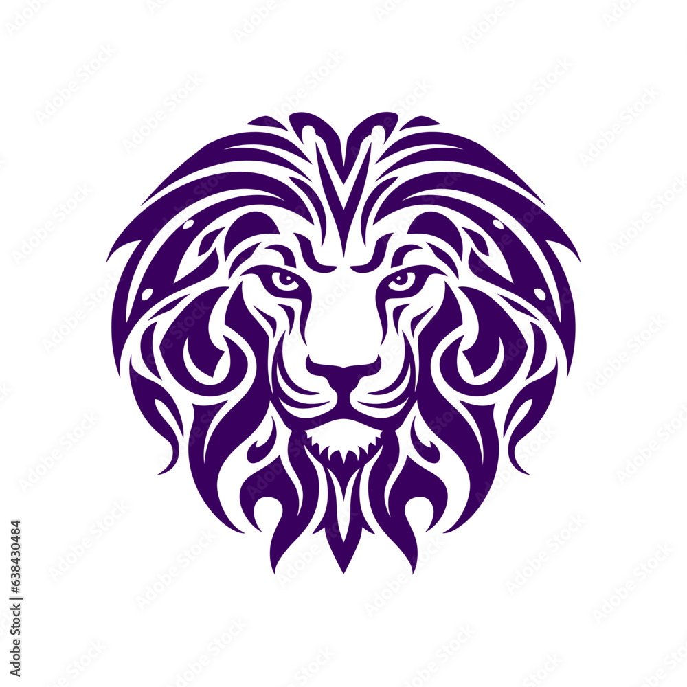 Fototapeta premium Lion head in celtic symbol flat vector illustration