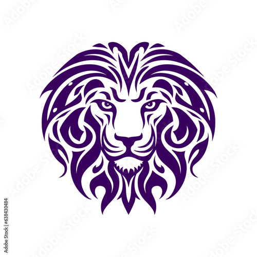 Lion head in celtic symbol flat vector illustration