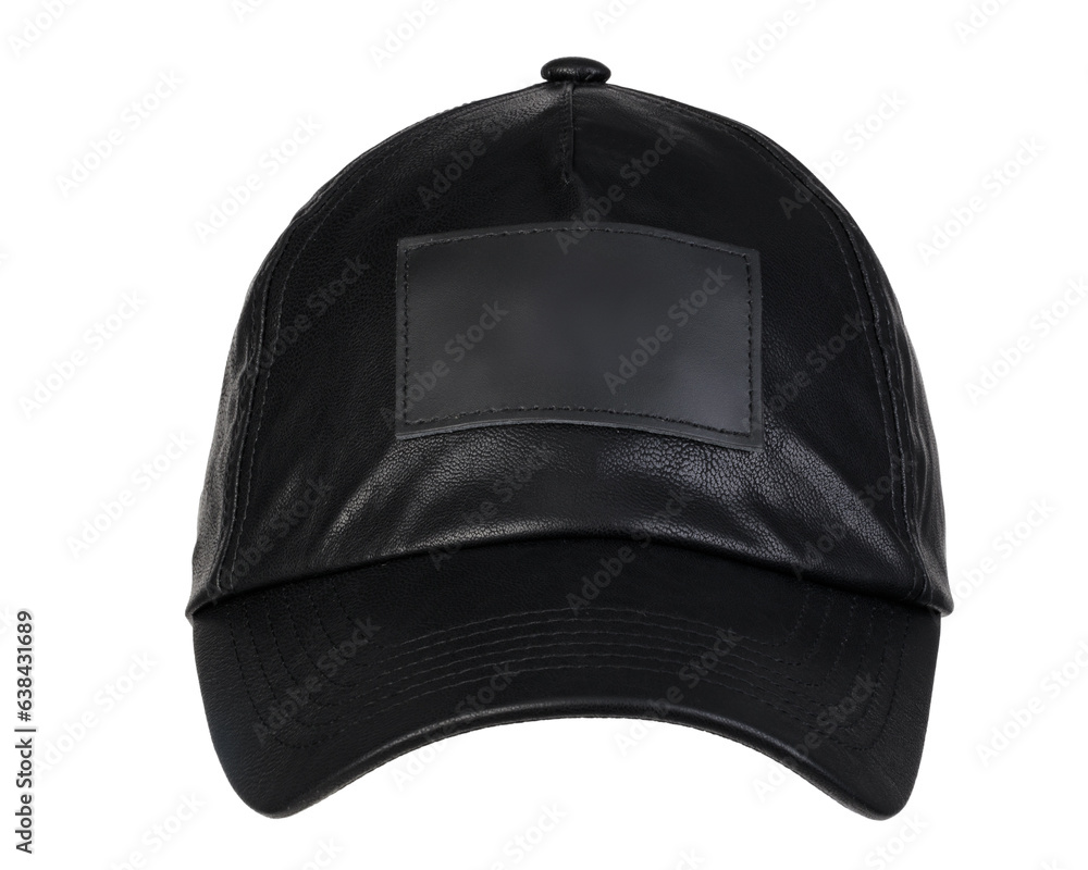 Front View of Leather Cap Isolated with Mockup Space Front View of Leather Cap Isolated with Mockup Space