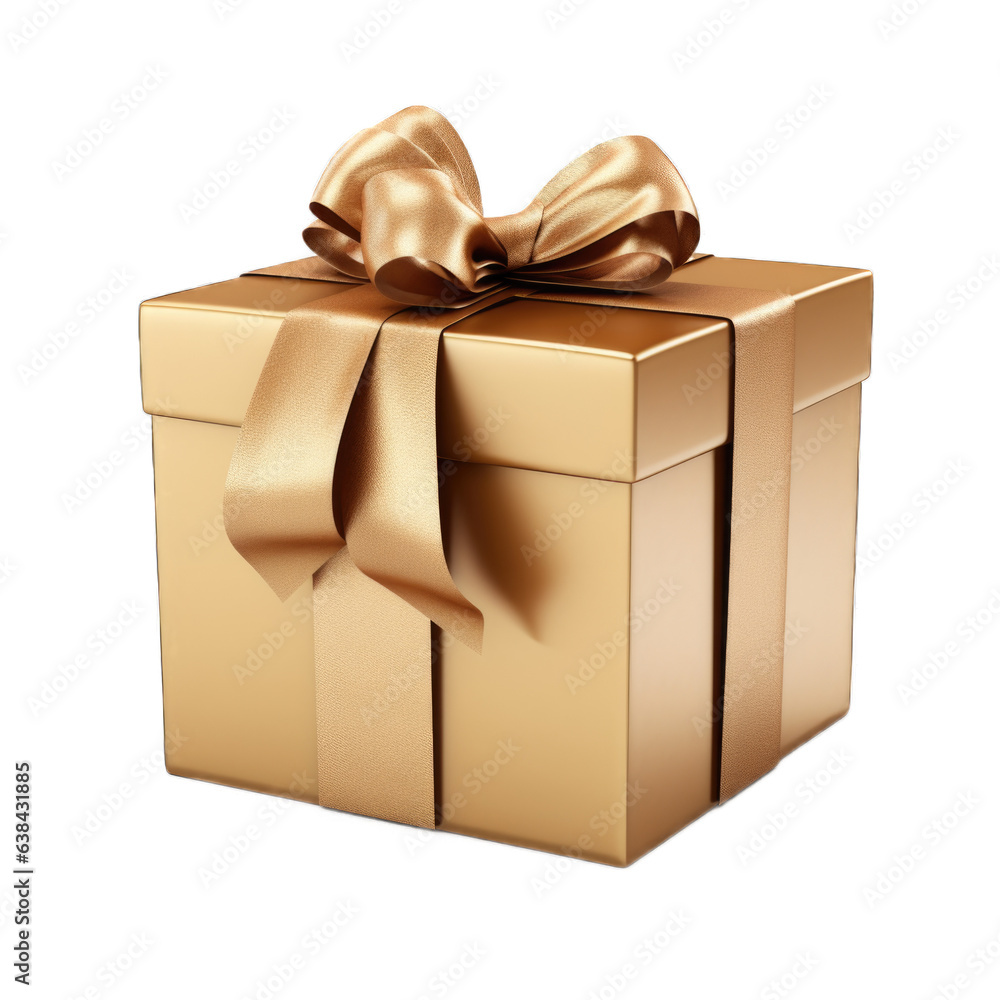 Gift box with a bow isolated on transparent background. Generative AI Gift box with a bow isolated on transparent background. Generative AI