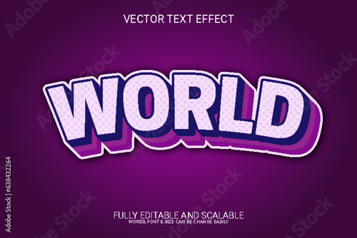 World Fully simple editable vector eps 3d text effect design.
