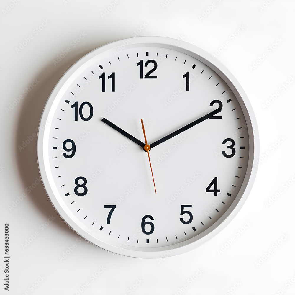 Analog wall clock isolated on white wall Analog wall clock isolated on white wall
