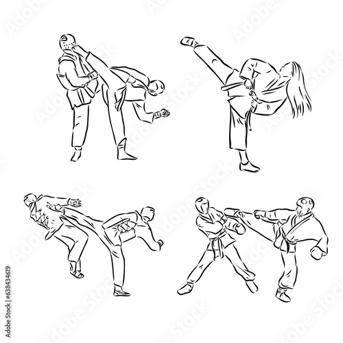 illustration of Taekwondo. Hand drawn. taekwondo vector