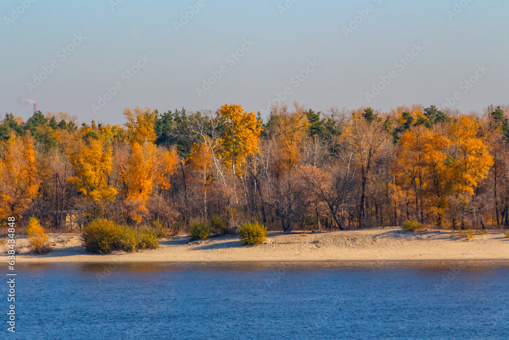 Autumn city park and river, autumn colors, nature and peace, fall Autumn city park and river, autumn colors, nature and peace, fall