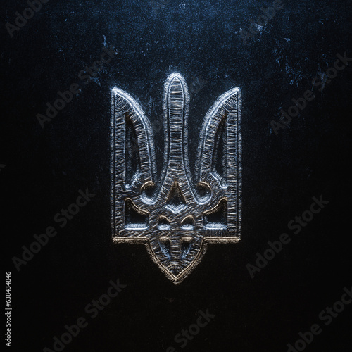 Iron Ukraine Trident Symbol of Victory in the War made from weld metal details 3d render