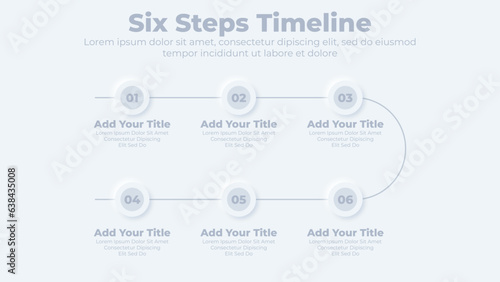 Neumorphic connection timeline steps infographics template design
