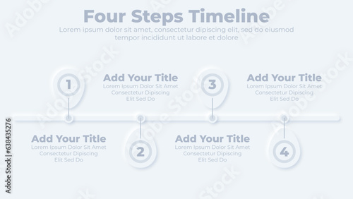 Neumorphic connection timeline steps infographics template design