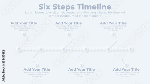 Abstract elements of graph and timeline diagram with six steps infographic