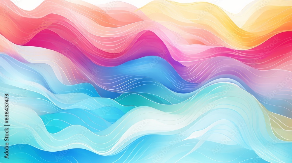 Abstract wavy lines. Beautiful seamless watercolor texture. Endless pattern in bright spring style. Flowing waves abstraction. Modern background for web site business graphics. 