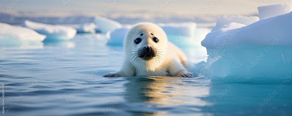 seal on ice near cold water. seal on ice near cold water.