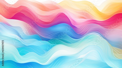 Abstract wavy lines. Beautiful seamless watercolor texture. Endless pattern in bright spring style. Flowing waves abstraction. Modern background for web site business graphics. 