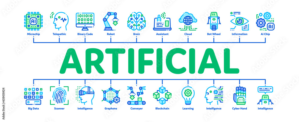 Artificial Intelligence Minimal Infographic Banner Vector Artificial Intelligence Minimal Infographic Banner Vector