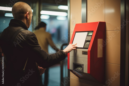 man using ATM machine at subway station , AI Generated