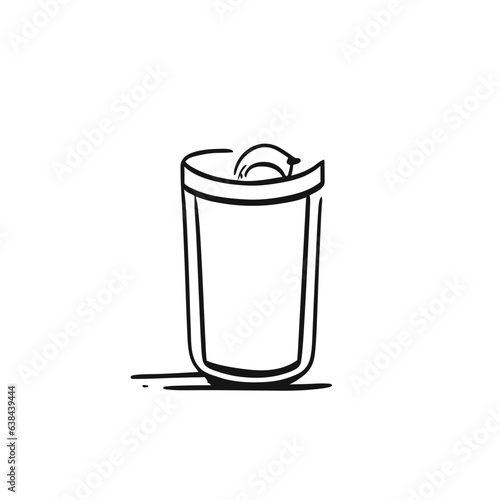 Cocktail Orange Brandy. Vector black and white illustration in line art style. Menu design, covers, postcards, web