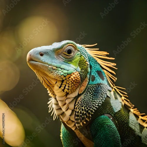 Iguana animal portraits with realistic color pattern